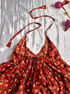 Boho Chic Red Halter short Kurti