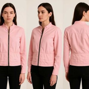 Pink Pleated Bomber Jacket