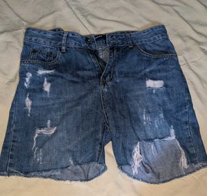 Distressed Denim Shorts