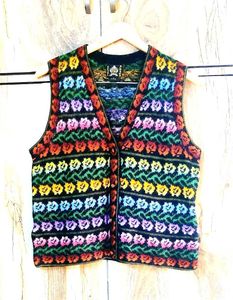 Vintage Floral Knit Vest size-38