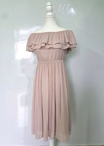 Blush Off-Shoulder Ruffle Dress