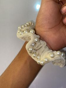 Pearl Embellished Scrunchie