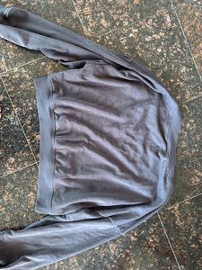 Dark Grey V-Neck Cropped Sweatshirt