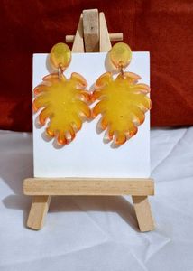 Handmade Resin Leaf Design Earrings