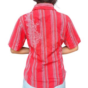 Vintage Red Striped Button-Down Shirt