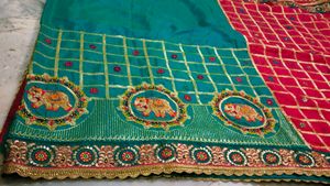 Embroidered Elephant Work Saree