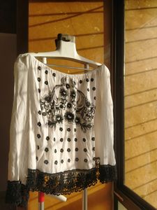 Boho Print Off Shoulder Top With Lace Finishing