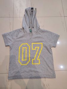 Benetton Gray Cropped Hoodie
