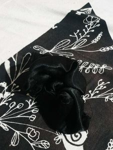Black Floral Scrunchie & Bandana Set