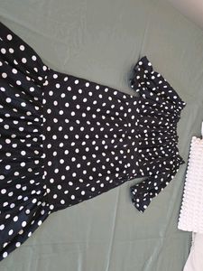 Polka Dot Flared Midi Dress