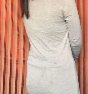 grey long buttoned Shrug