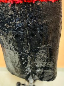 Black Sequin Skirt Knee Length Xl,Red Top Sequi