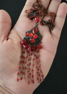 Vintage Red Beaded Jewelry Set