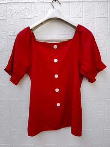 New with tag cute Red Puff Sleeve Knit Top