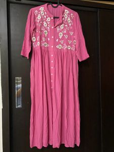 Ethnic Gown Rose Pink Colour