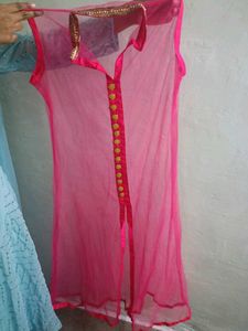 Pink Embellished Blouse With Shrug