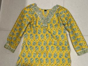 Yellow Printed Kurta