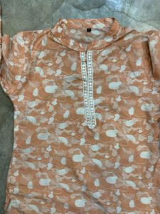 Elegant Peach Printed Kurta