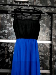 Elegant Black &amp; Blue Maxi Dress