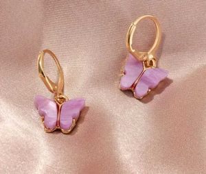 Cute Trendy Butterfly Colorful Drop Hoop Earring.