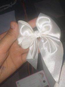 White Satin Bow Hair Tie