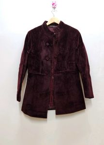 Miss forever Women Burgundy Velvet Coat