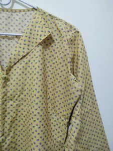 Yellow Kurta With Rose Floral Print