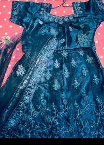 Teal Embroidered Lehenga