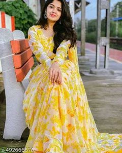 New Gown With Belt And Duppta