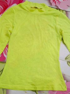 (521)Neon Yellow Mock Neck Top