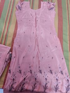 Beautiful Peach Colour Kurti And Bottom