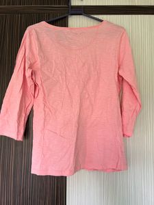 Pink T-shirt with Roll-Up Tabs