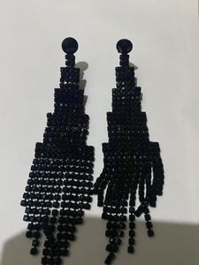 Black Rhinestone Dangle Earrings