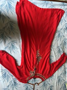 Red Embellished Kurti