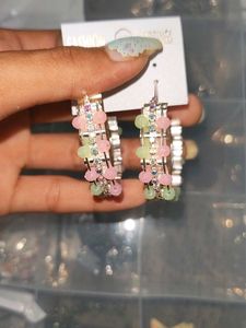 Light Green And Pink Colour Combination Earing ❤️
