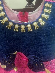 Navy Blue Nd Pink Dress For Baby Girl