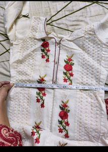 Elegant White Embroidered Kurti