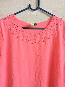 Women&#39;s Fashion Mesh Top Half Sleeve Rose