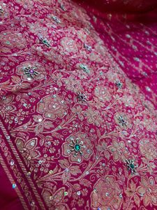 Pure banarsi Pink Embroidered Saree