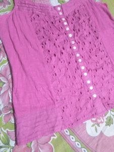 Pink Eyelet Tank Top