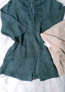 Elegant Green Embroidered Tunic Top