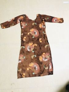 Floral Print Brown Tunic Dress