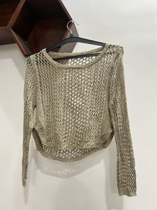 Brown Crochet Knit Top