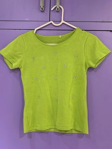 Green Embellished Top