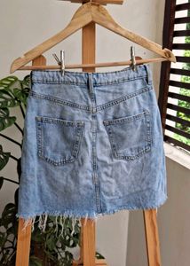 H&amp;M DIVIDED Distressed Denim Mini Skirt