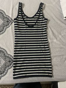 Black and White Striped Bodycon Mini Dress
