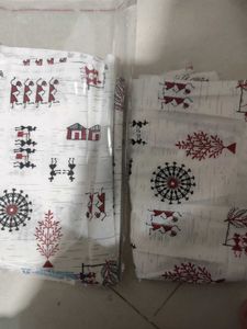 Warli Print Dress Material Suit White