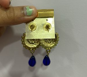 Navy Blue Jhumkas with Pearl Border- Festive Wear