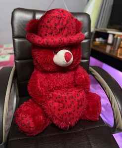 Red Plush Teddy Bear with Hat