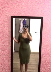 Olive Green Cutout Back Dress